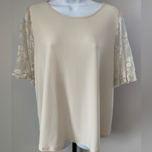 Cato Women's Lace Sleeve Scoop Neck Top